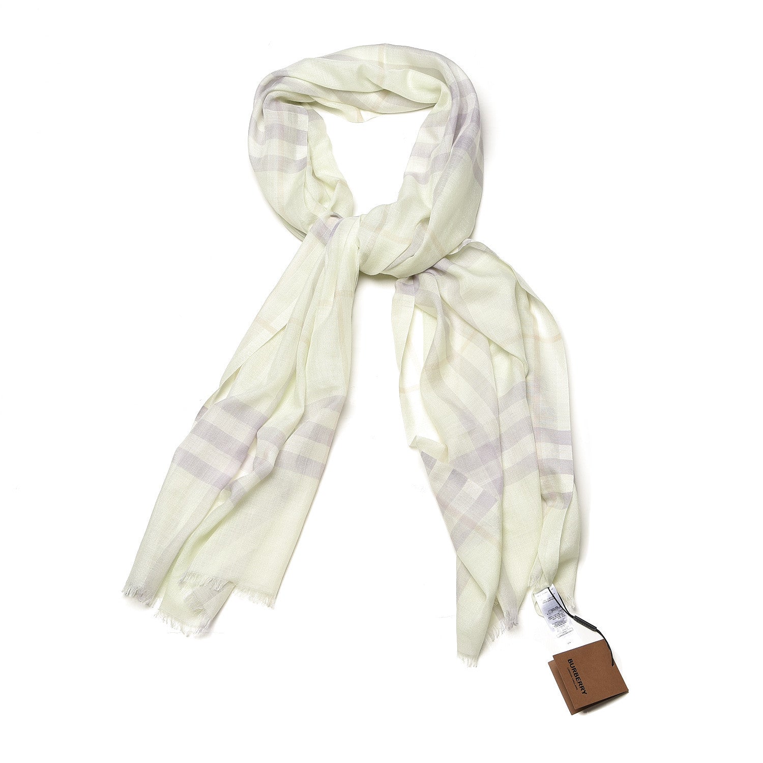 Burberry Wool Silk Gauze Giant Check Lightweight Scarf Limestone 1 of 5