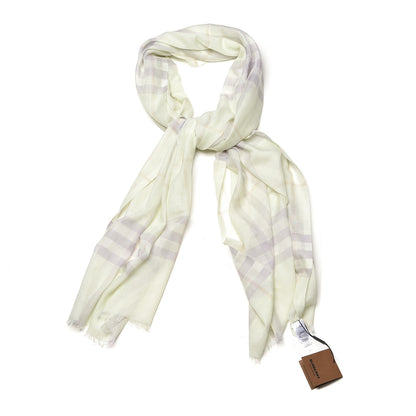 Burberry Wool Silk Gauze Giant Check Lightweight Scarf Limestone 1 of 5