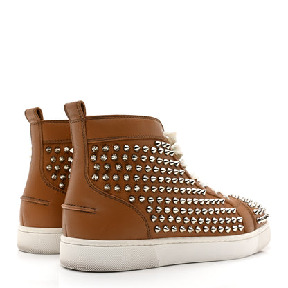 Christian Louboutin Calfskin Mens Lou Spikes Flat Sneakers 40 Brown 4 of 13