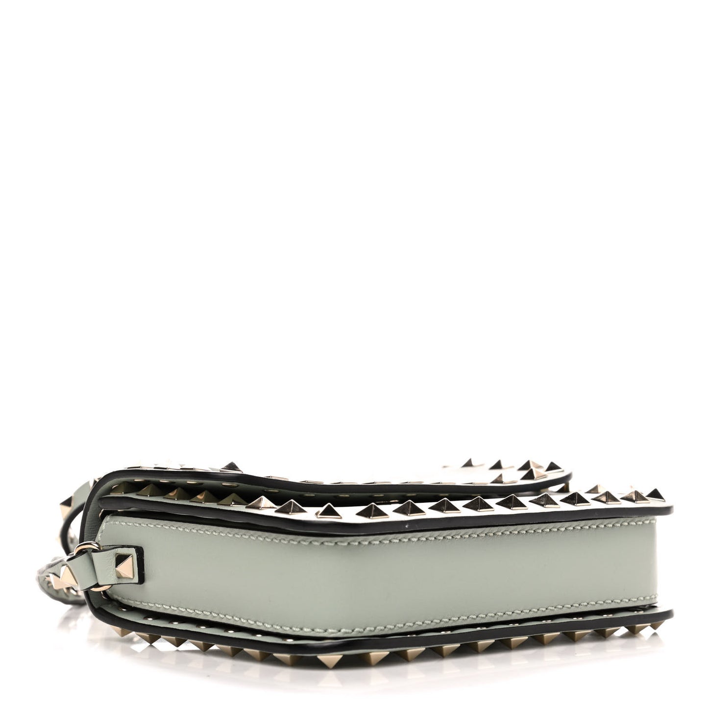 Vitello Rockstud Flap Crossbody Bag Water Green