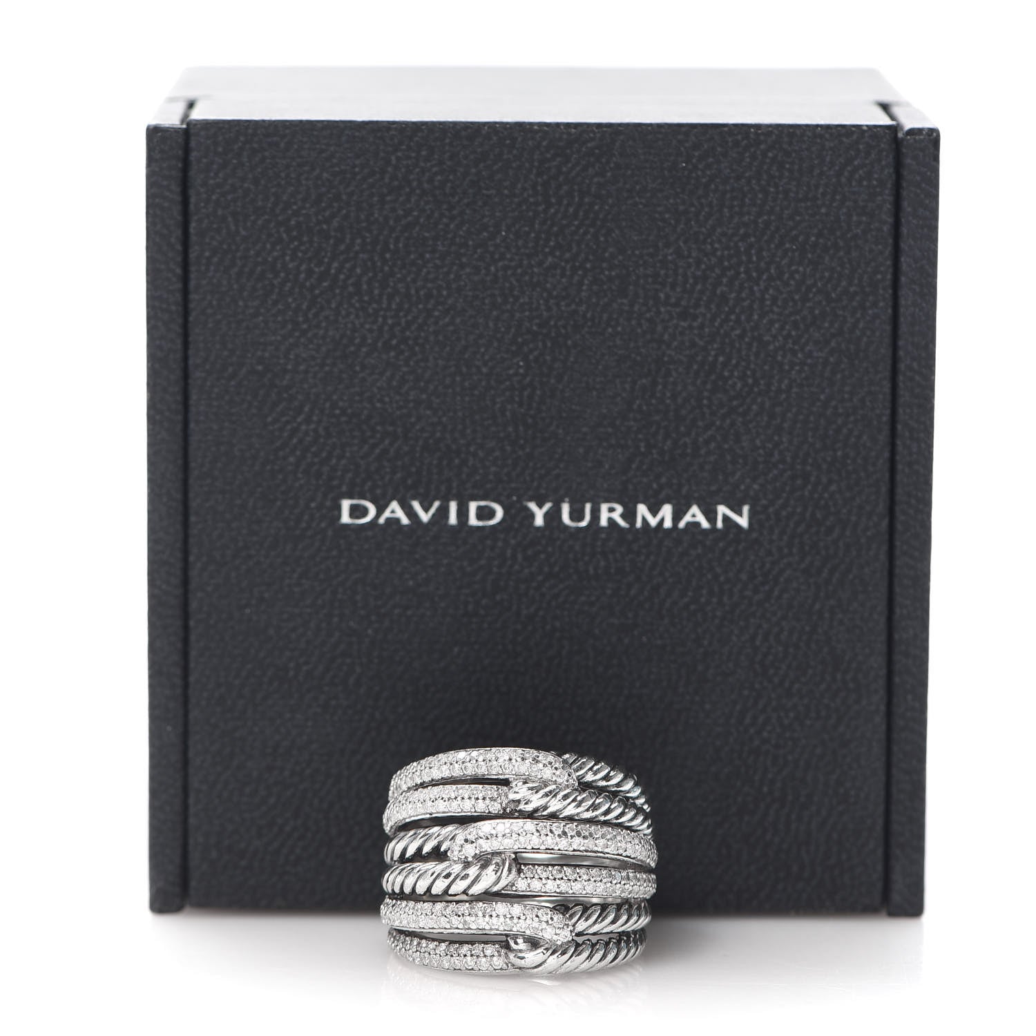 David Yurman Sterling Silver Diamond 19mm Labyrinth Triple Loop Ring 54 6.75 5 of 5