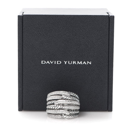 David Yurman Sterling Silver Diamond 19mm Labyrinth Triple Loop Ring 54 6.75 5 of 5