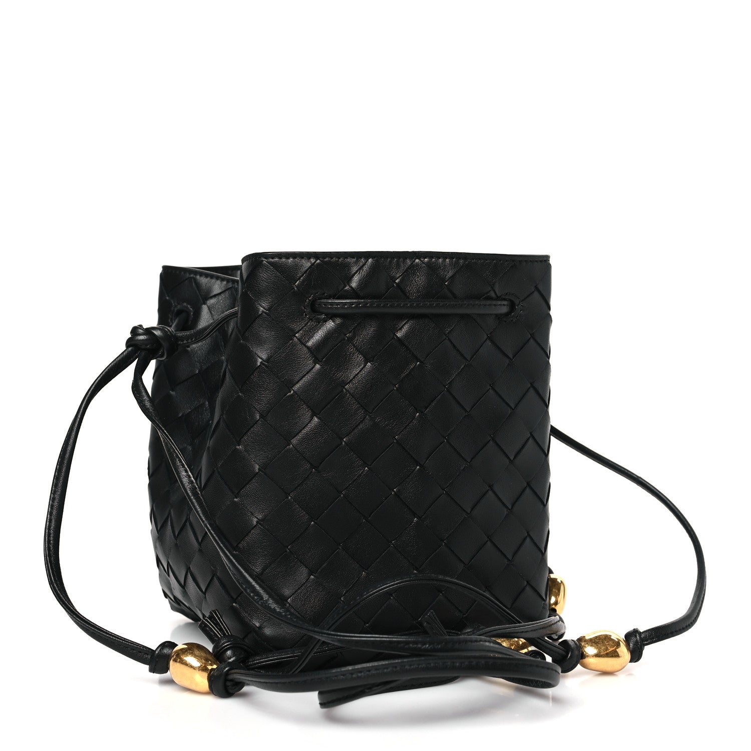 Bottega Veneta Nappa Intrecciato Small Drawstring Bucket Bag Black 3 of 8