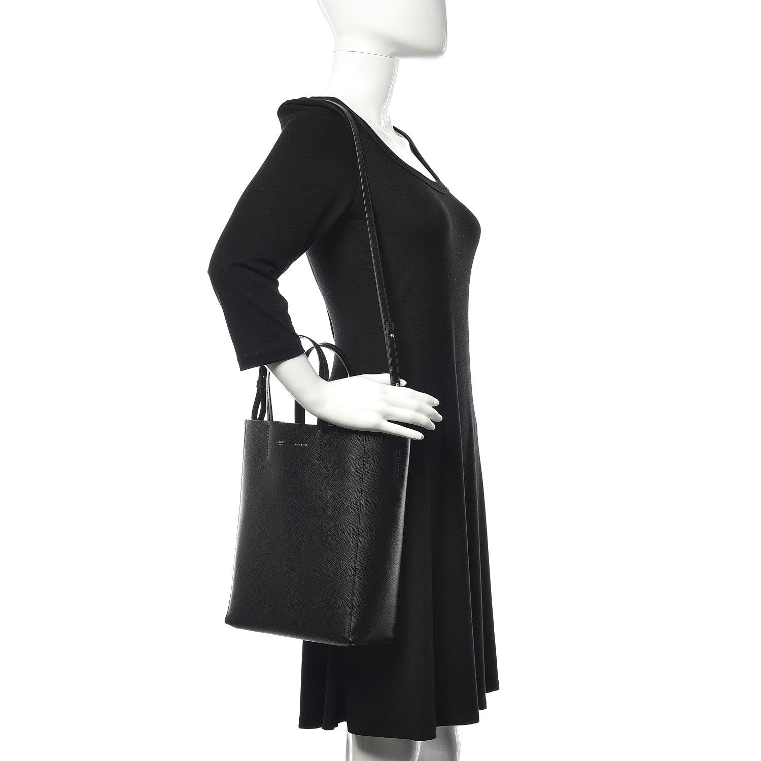 Celine Grained Calfskin Small Vertical Cabas Black 2 of 10