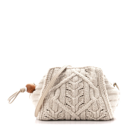 Loro Piana Cashmere Cable Knit Pontaccio Puffy Pouch Clutch Bag Beige 1 of 9