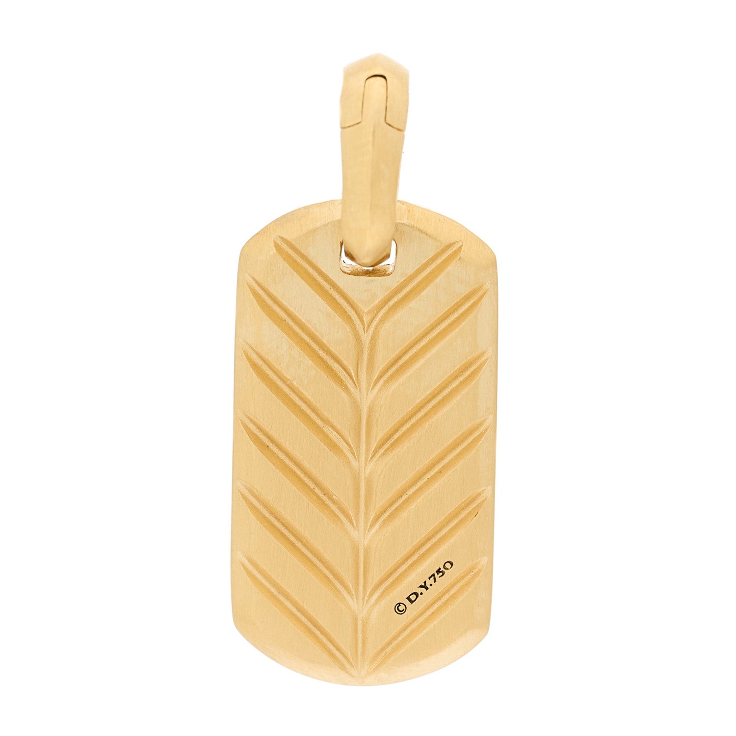 David Yurman 18K Yellow Gold Diamond Chevron Tag Pendant 3 of 4