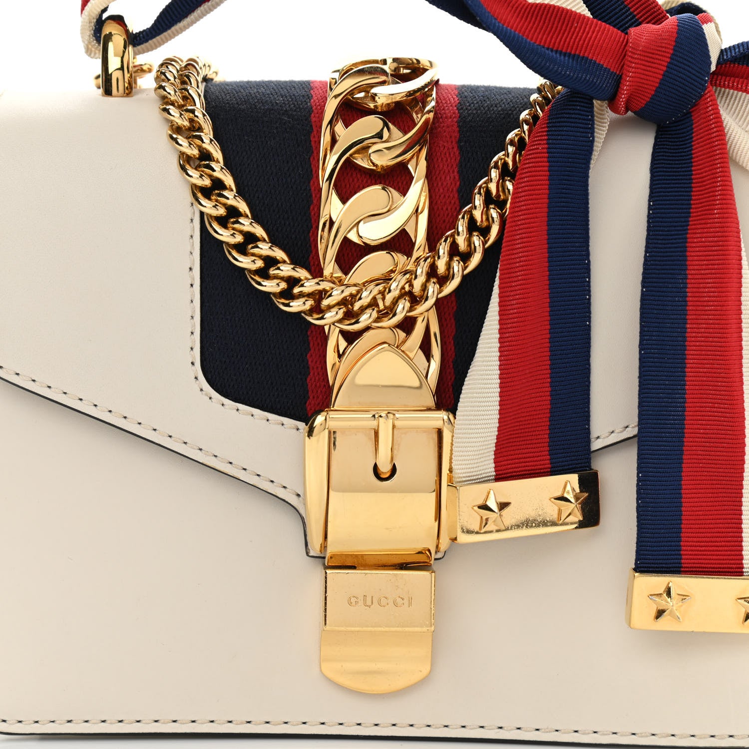 Gucci Calfskin Mini Sylvie Chain Shoulder Bag White 8 of 14