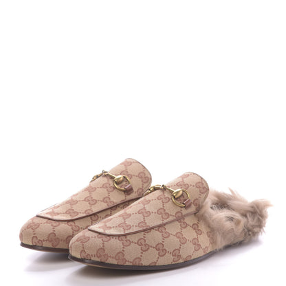 Gucci GG Monogram Fur Mens Princetown Slippers 9 Beige Ruggine Rust 3 of 10