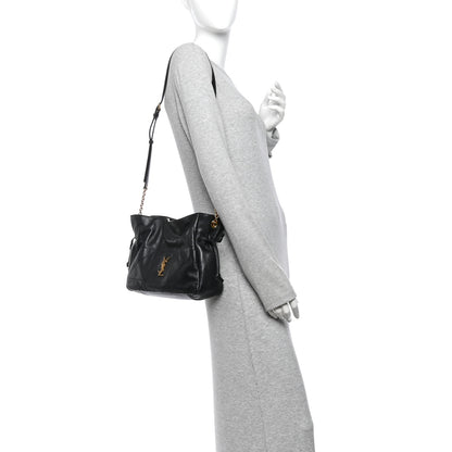 Saint Laurent Lambskin Matelasse Monogram Medium Jamie Shoulder Pouch Bag Black 2 of 12