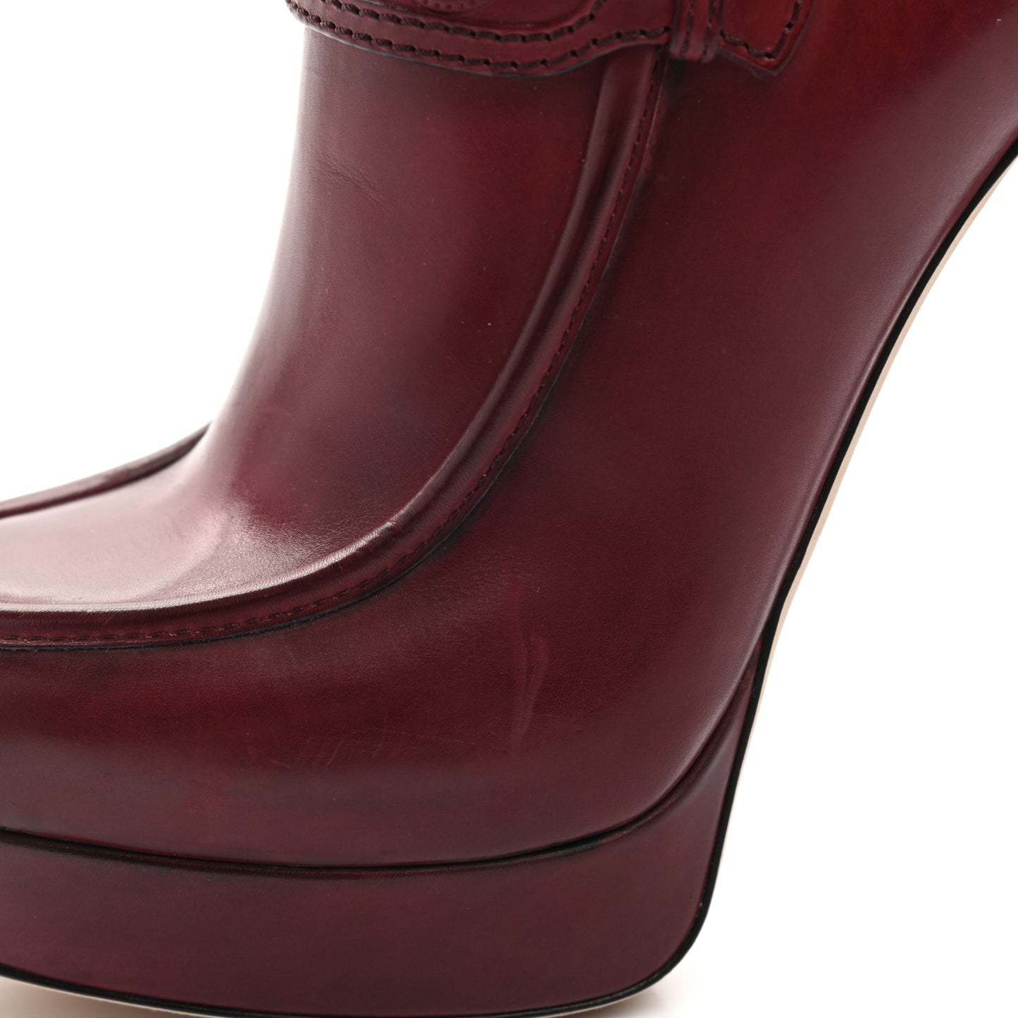 Calfskin Platform Ankle Boots 37.5 Scarlatto