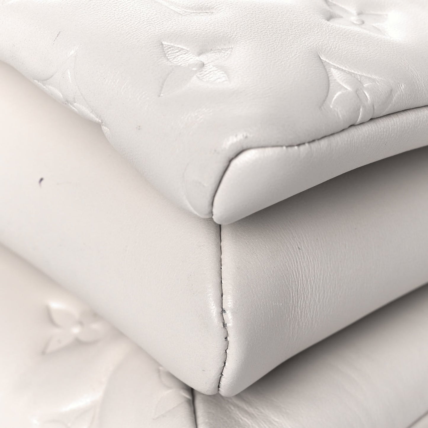 Lambskin Embossed Monogram Coussin PM Cream
