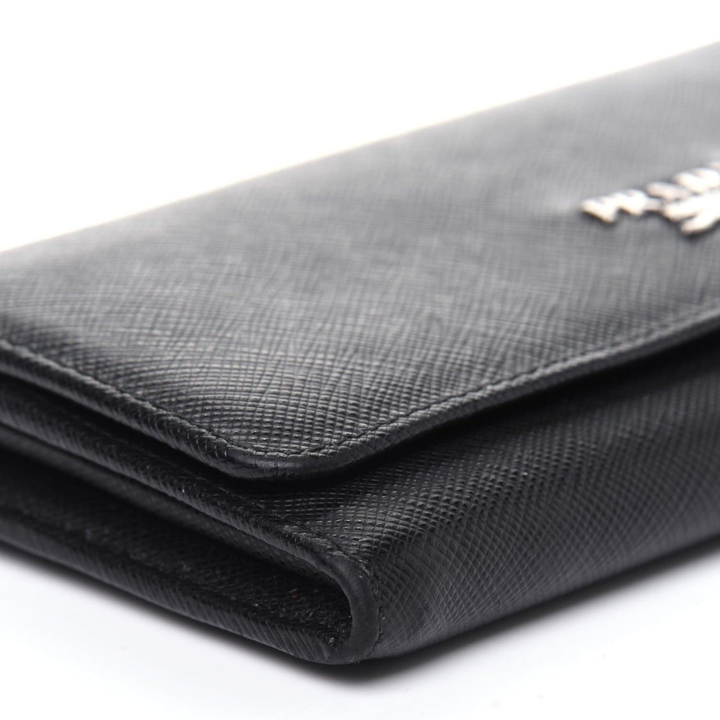Saffiano Metal Continental Flap Wallet Black