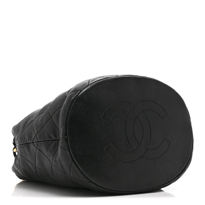 Chanel Shiny Lambskin Quilted Small Chain Is More Drawstring Bag Black 4 of 10