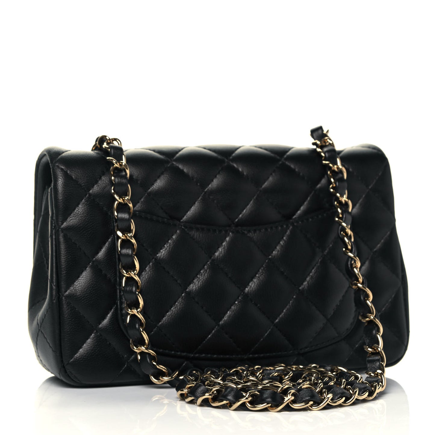 Lambskin Quilted Mini Rectangular Flap Black