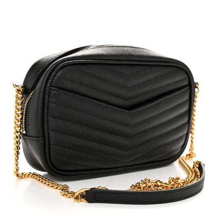 Saint Laurent Grain De Poudre Matelasse Monogram Mini Lou Camera Bag Black 3 of 11