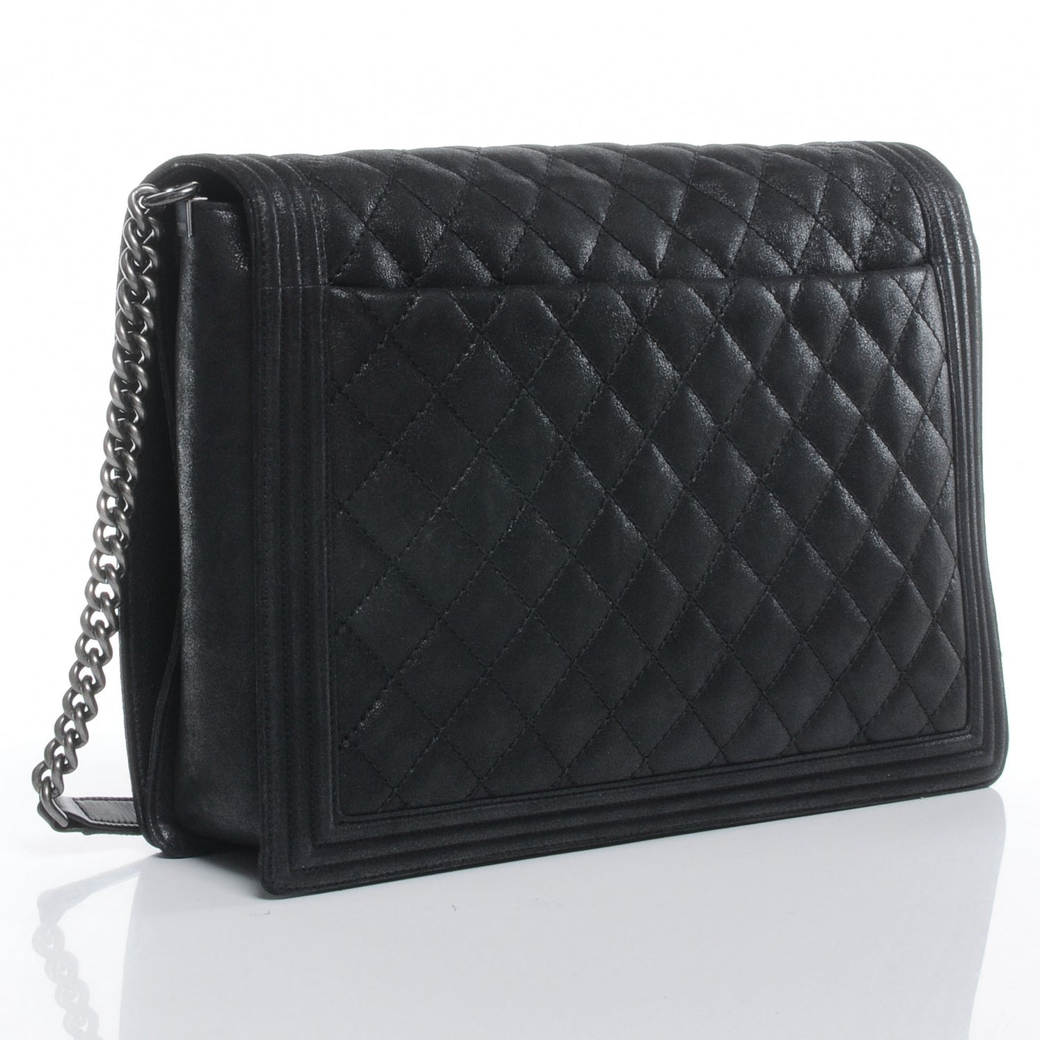 Chanel Iridescent Calfskin Quilted Large Gentle Boy Flap Black 3 of 8