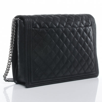 Chanel Iridescent Calfskin Quilted Large Gentle Boy Flap Black 3 of 8