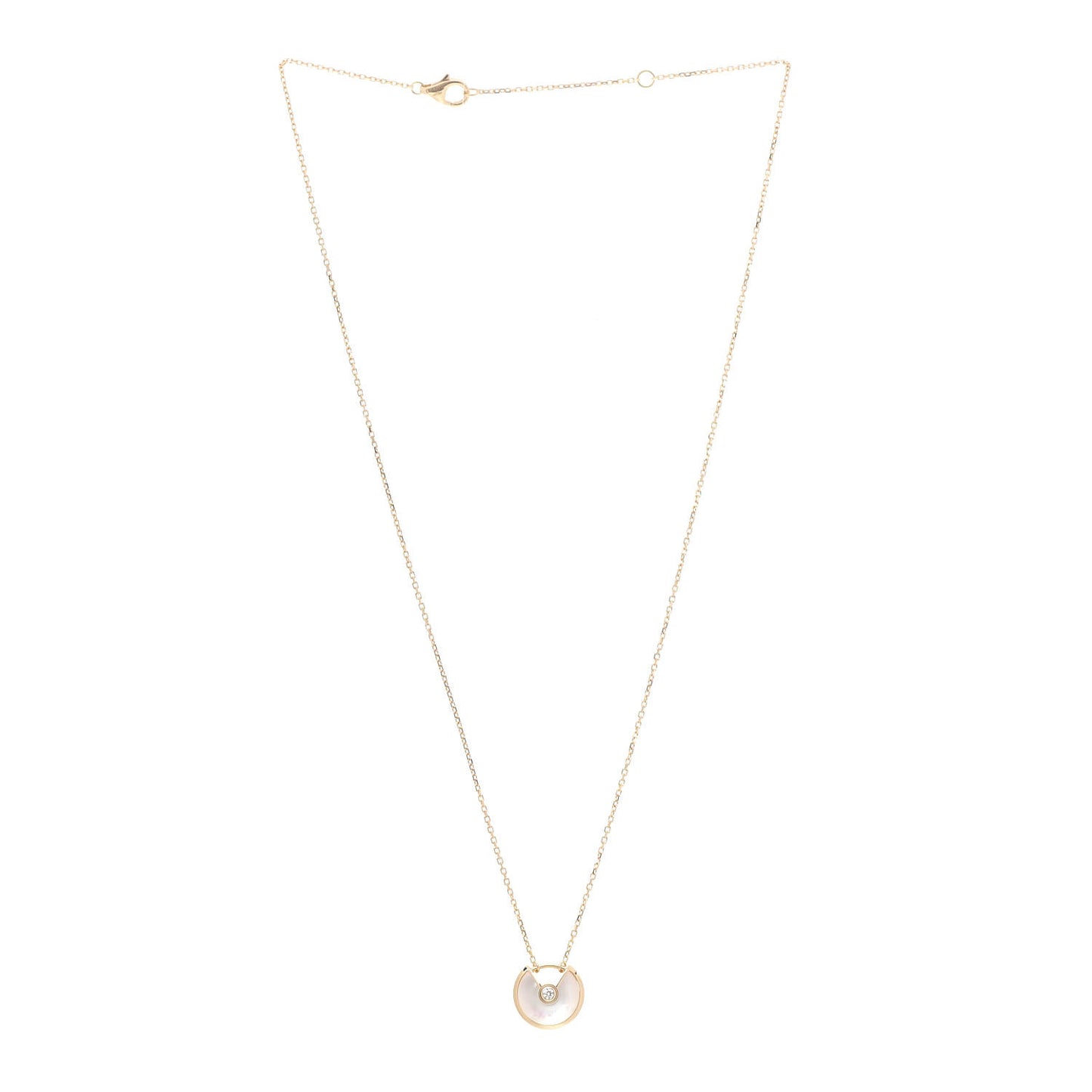 18K Yellow Gold Diamond Mother of Pearl XS Amulette de Cartier Pendant Necklace