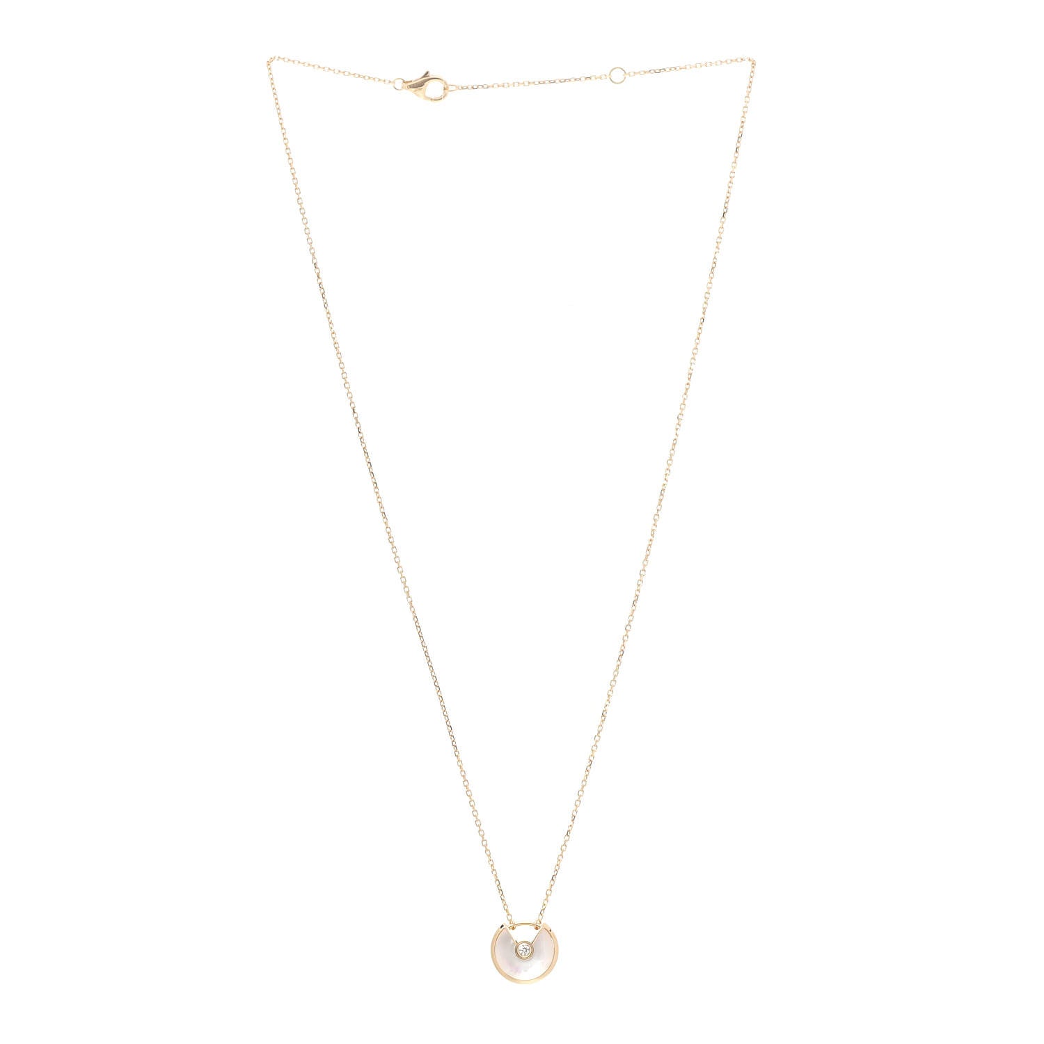 Cartier 18K Yellow Gold Diamond Mother of Pearl XS Amulette de Cartier Pendant Necklace 3 of 6