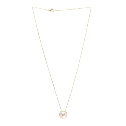 Cartier 18K Yellow Gold Diamond Mother of Pearl XS Amulette de Cartier Pendant Necklace 3 of 6