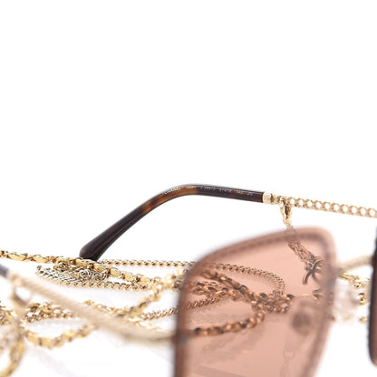 Chanel Metal Removable Chain Square Sunglasses 4244 Light Brown 6 of 6