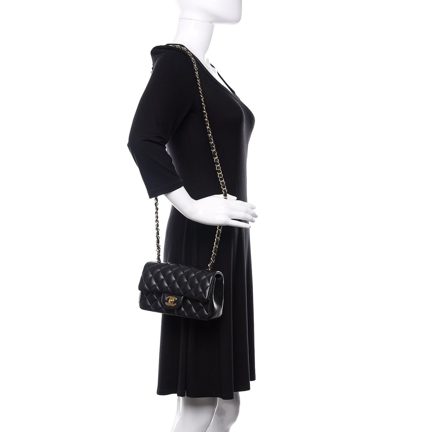 Lambskin Quilted Mini Rectangular Flap Black