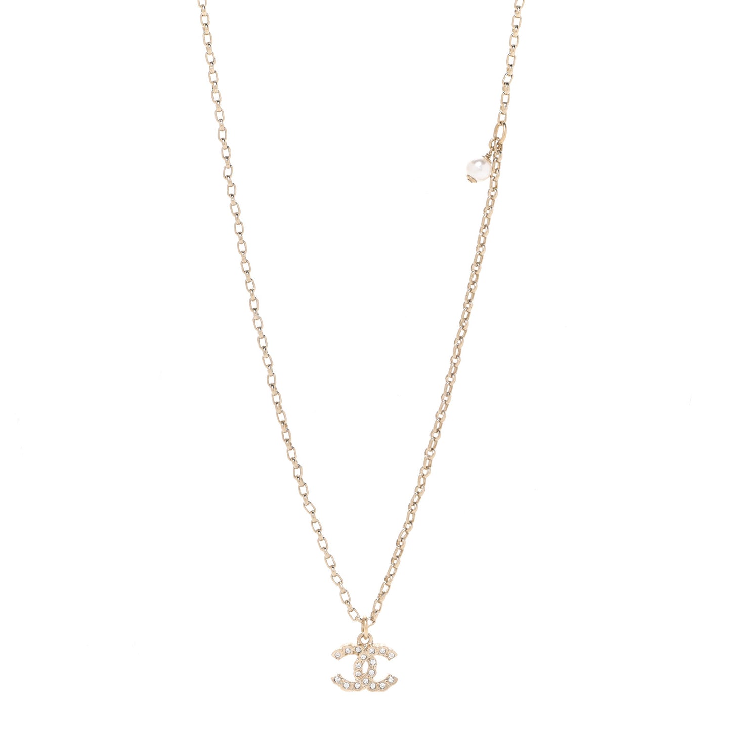 Crystal CC Beaded Pendant Necklace Gold