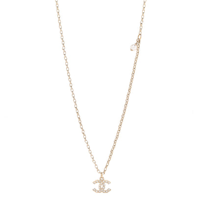 Chanel Crystal CC Beaded Pendant Necklace Gold 1 of 6