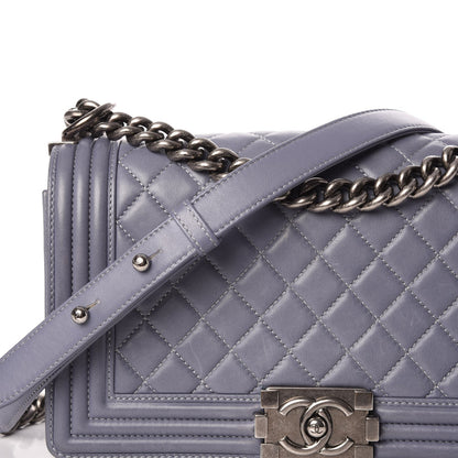 Chanel Lambskin Quilted Medium Boy Flap Blue 12 of 14