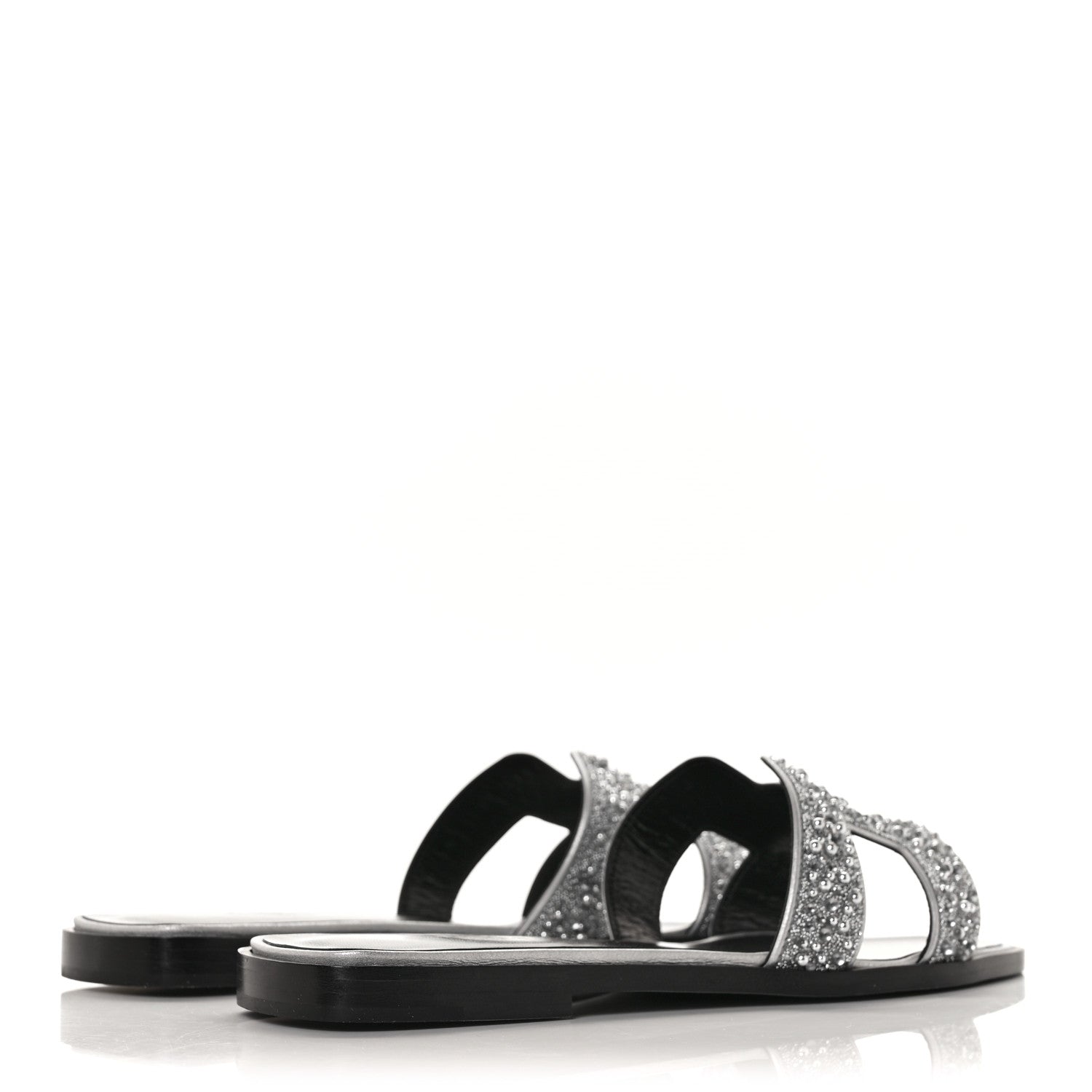 Hermes Velvet Goatskin Crystal Beads Oran Sandals 37.5 Gris Argente 4 of 8