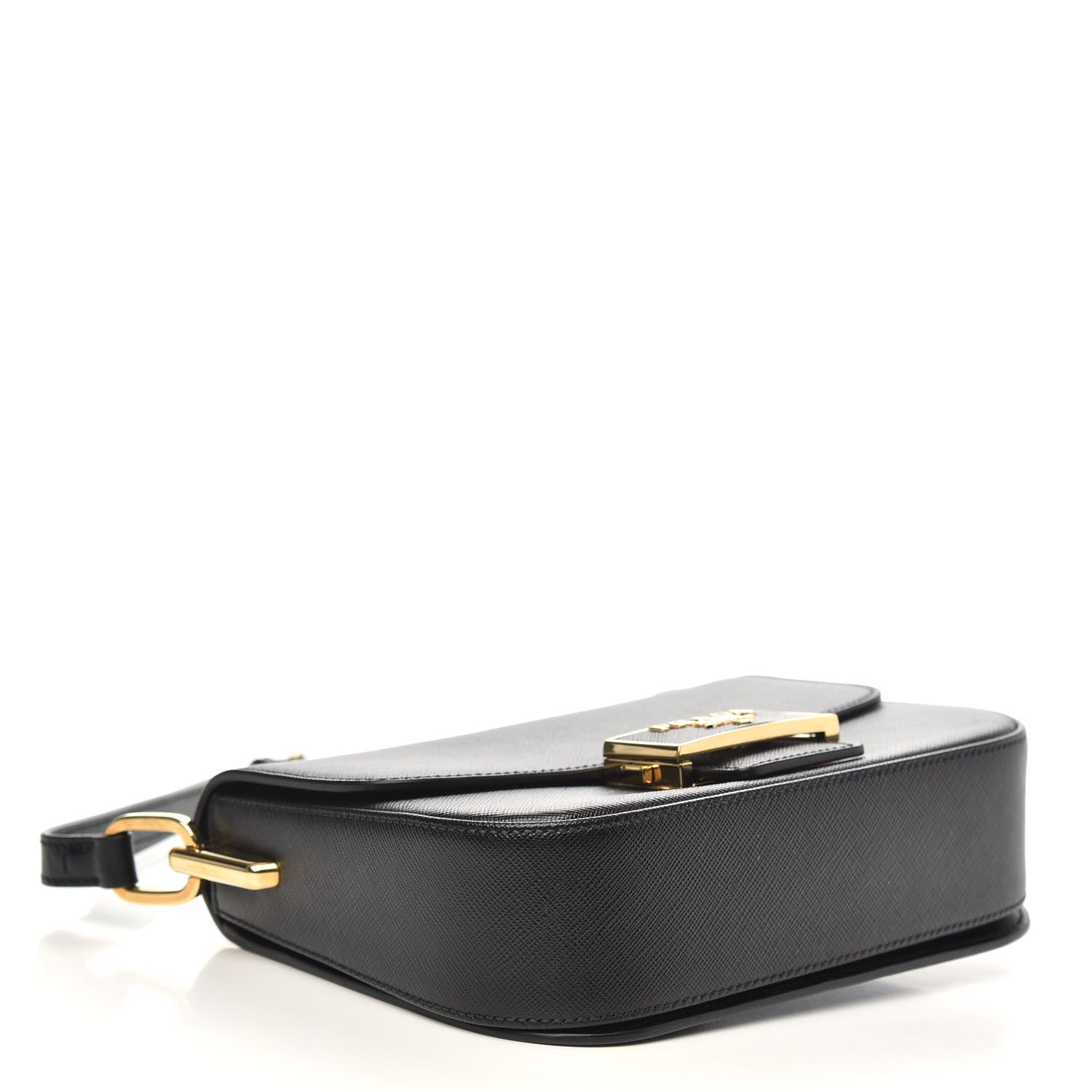 Prada Saffiano Lux Embleme Flap Shoulder Bag Black 4 of 8