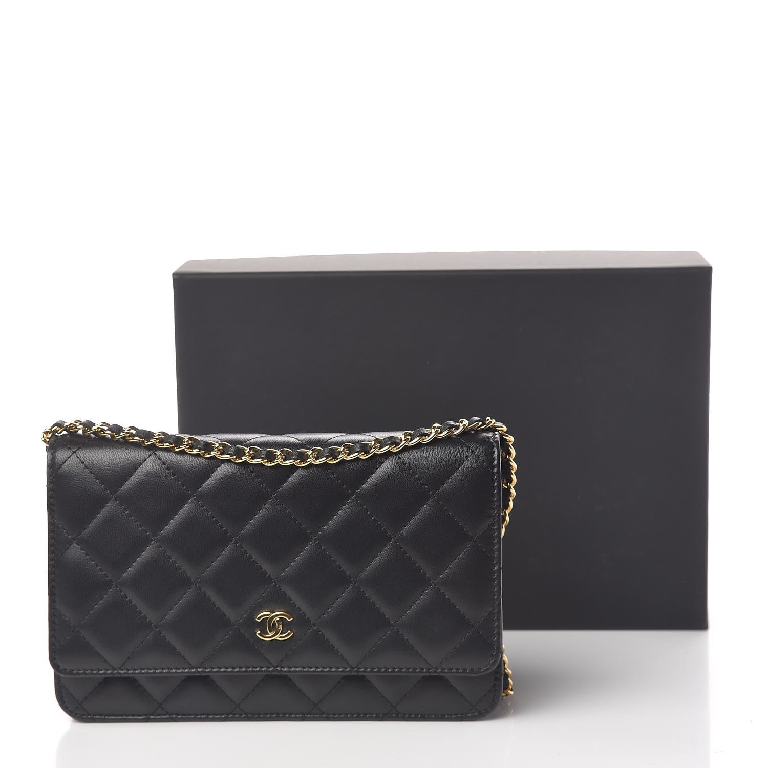 Chanel Lambskin Quilted Wallet On Chain WOC Black 12 of 12