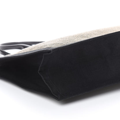 Saint Laurent Embroidered Cotton Linen Rive Gauche Noe Tote Black Beige 7 of 8