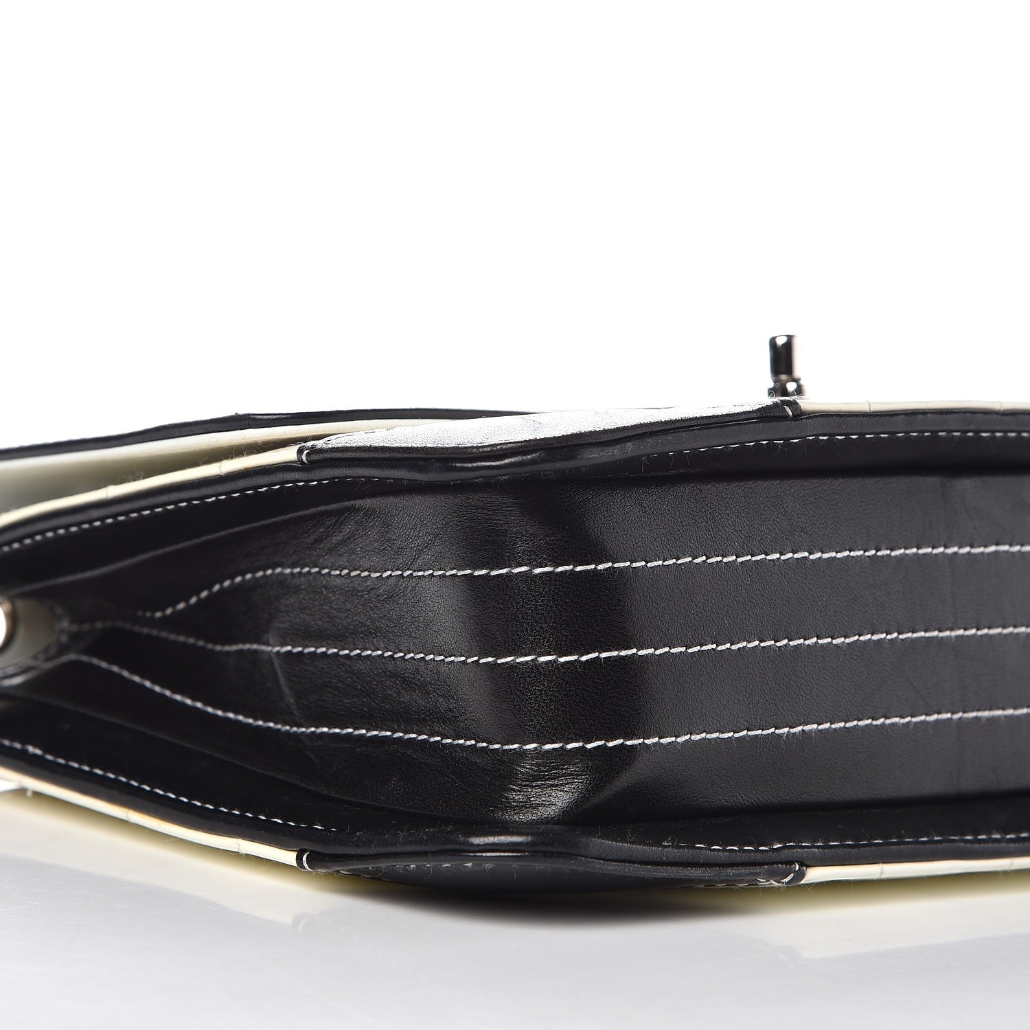 Chanel Patent Square Quilted Small Flap White Black 12 of 12