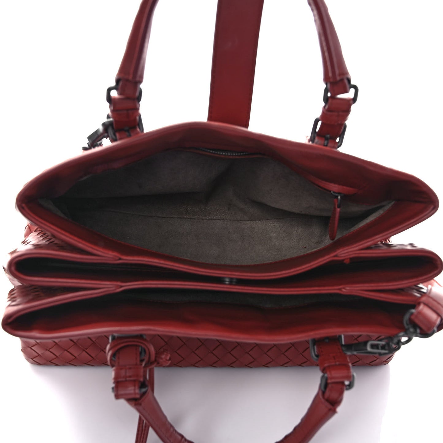 Nappa Intrecciato Small Roma Tote Red