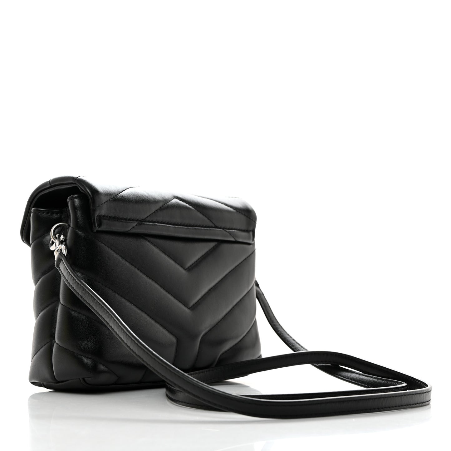 Calfskin Y Quilted Monogram Toy Loulou Crossbody Bag Black
