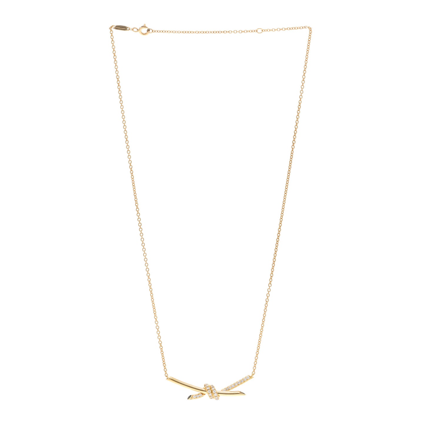 18K Yellow Gold Diamond Knot Necklace