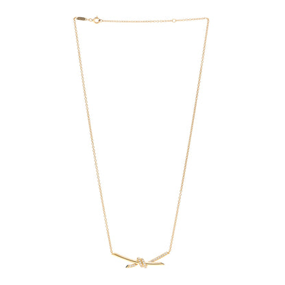 Tiffany 18K Yellow Gold Diamond Knot Necklace 4 of 5