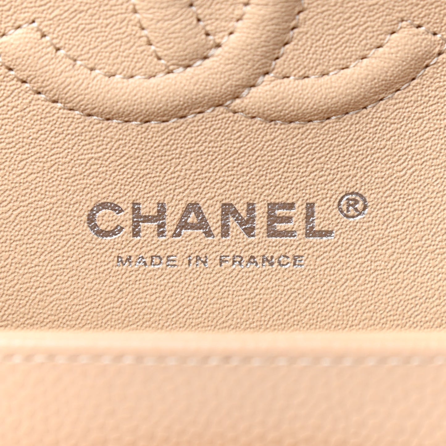Caviar Quilted Small Double Flap Beige
