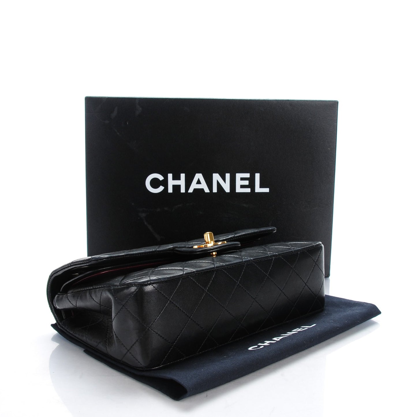 Lambskin Quilted Small Double Flap Black
