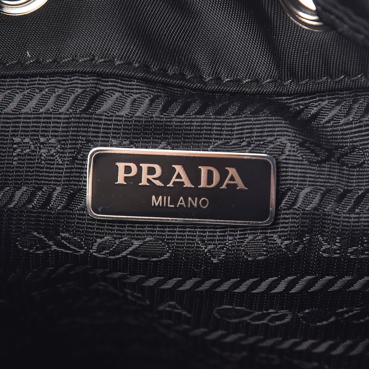 Prada Tessuto Nylon Studded New Vela Mini Bucket Crossbody Bag Black Fuoco 6 of 10
