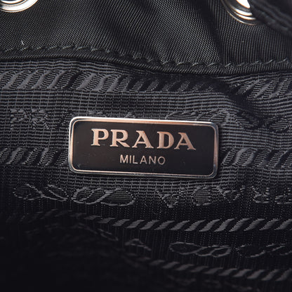 Prada Tessuto Nylon Studded New Vela Mini Bucket Crossbody Bag Black Fuoco 6 of 10