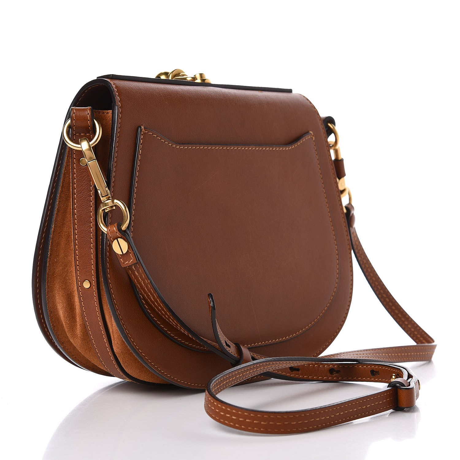 Chloe Calfskin Suede Medium Nile Bracelet Bag Caramel 4 of 14