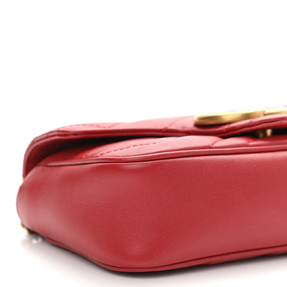 Gucci Calfskin Matelasse Super Mini GG Marmont Shoulder Bag Hibiscus Red 9 of 10