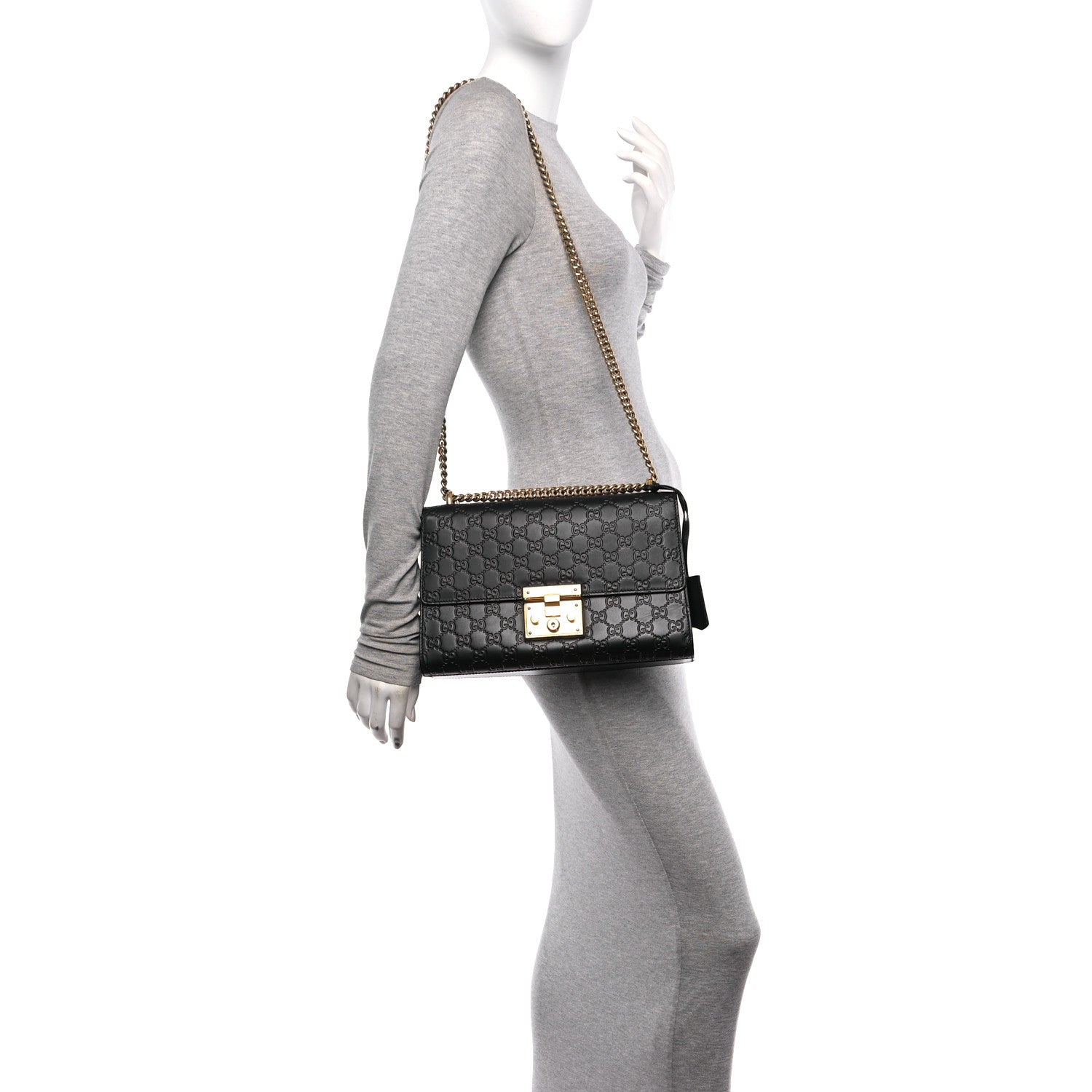 Gucci Guccissima Medium Padlock Shoulder Bag Black 2 of 10