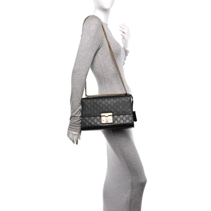 Gucci Guccissima Medium Padlock Shoulder Bag Black 2 of 10