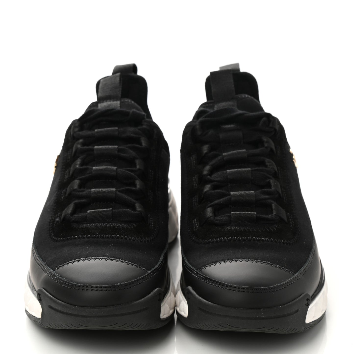 Velvet Calfskin Mixed Fibers CC Sneakers 37.5 Black