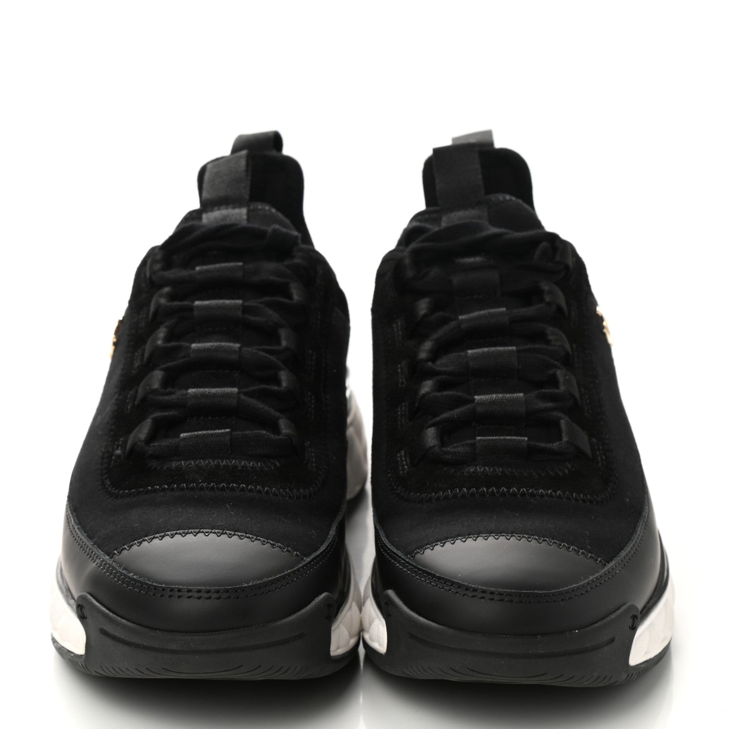 Chanel Velvet Calfskin Mixed Fibers CC Sneakers 37.5 Black 2 of 9
