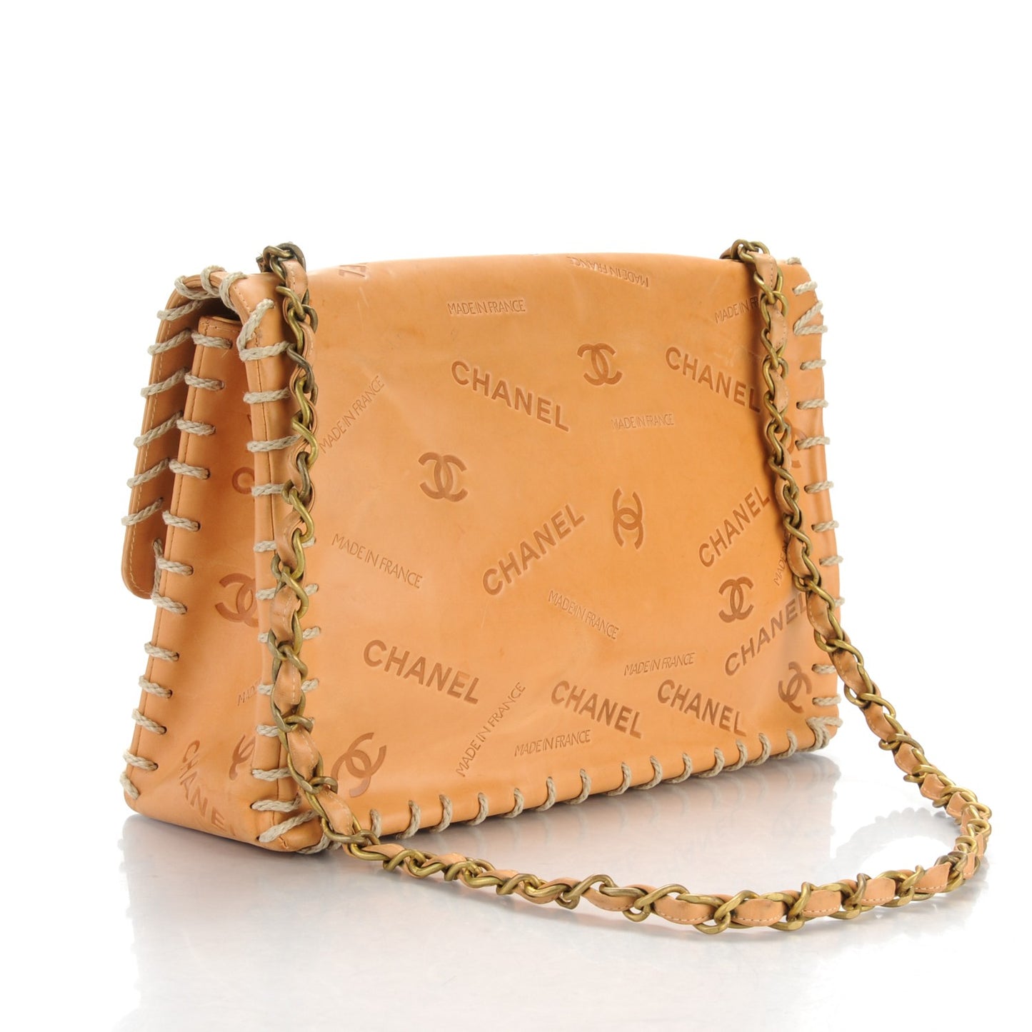 Calfskin Embossed XL Jumbo Flap Natural