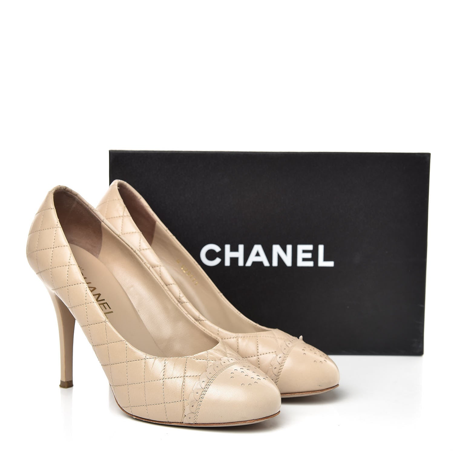 Chanel Calfskin Quilted Escarpins CC Pumps 39.5 Beige 12 of 12